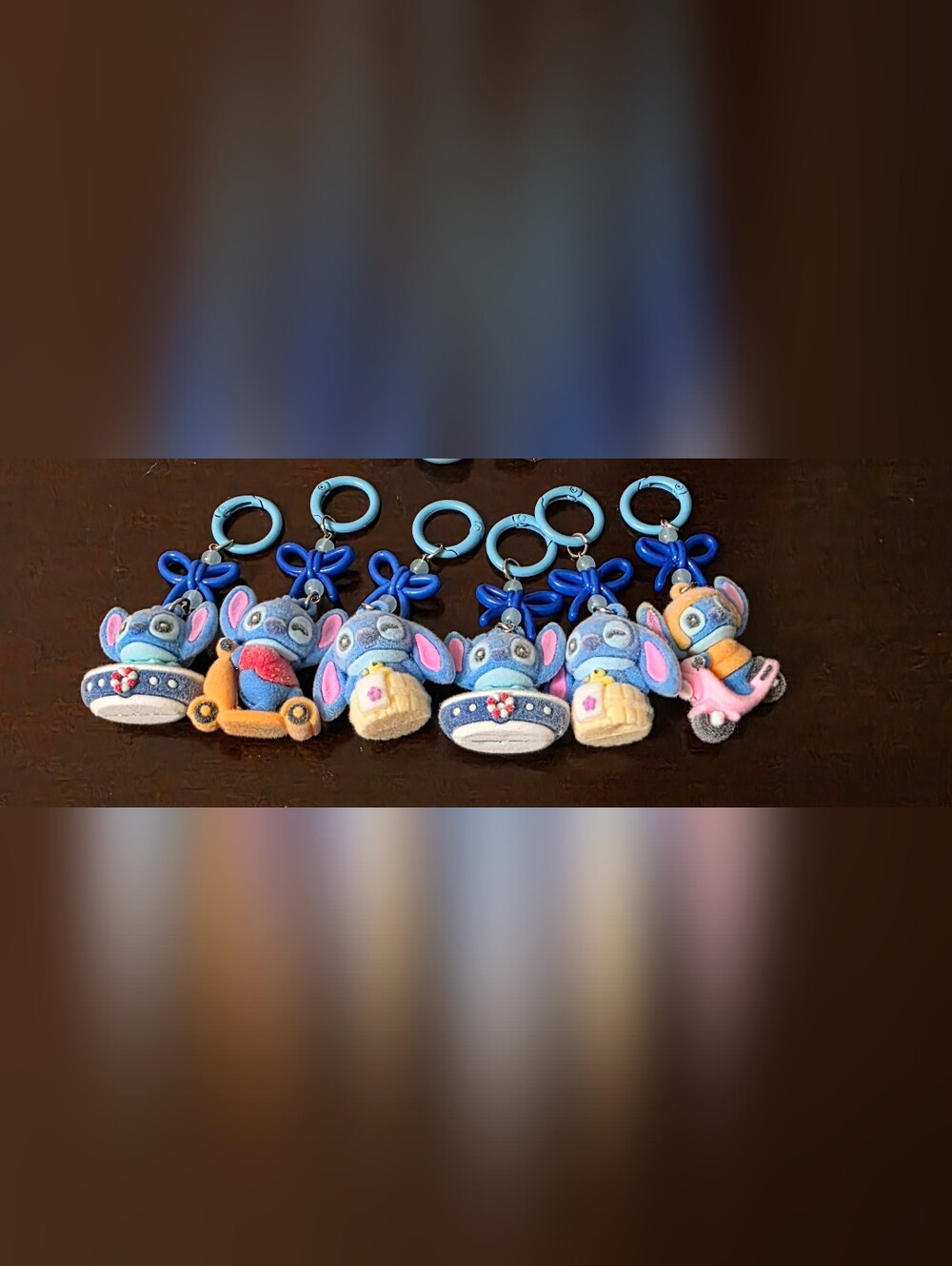 6 Disney Stitch Flocked Bag Clip/Keychain NWOT